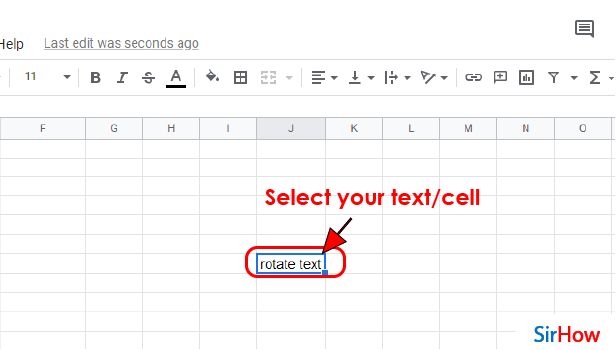 Image Title rotate text in google sheet step 2